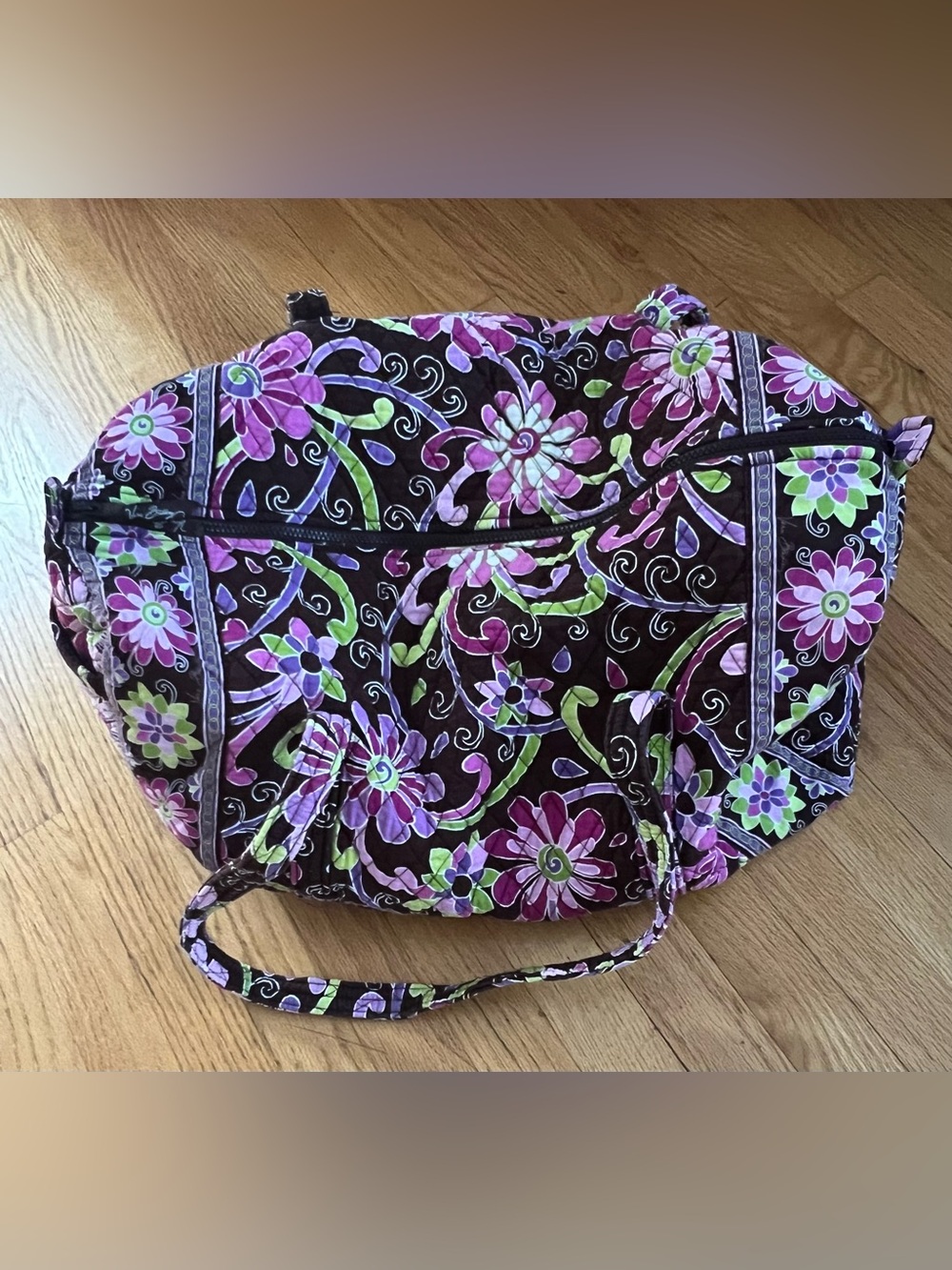 Vera Bradley Quilted Floral Tote Bag in Purple and Green
